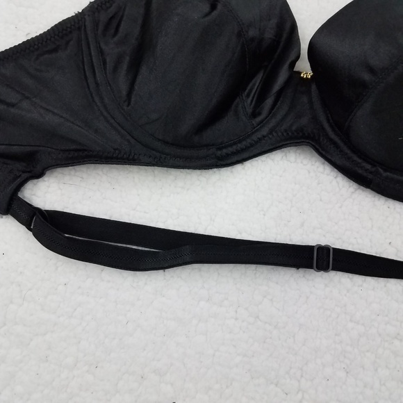 Vogue Dessous Bra‎ 34C Black Satin Strappy Underwir - Picture 2 of 7